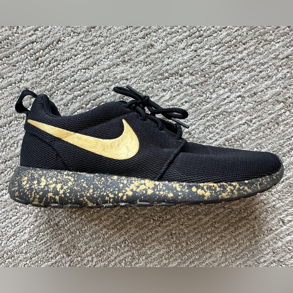 Custom Painted Black & Gold Nike Women’s Tennis Shoes Size 7